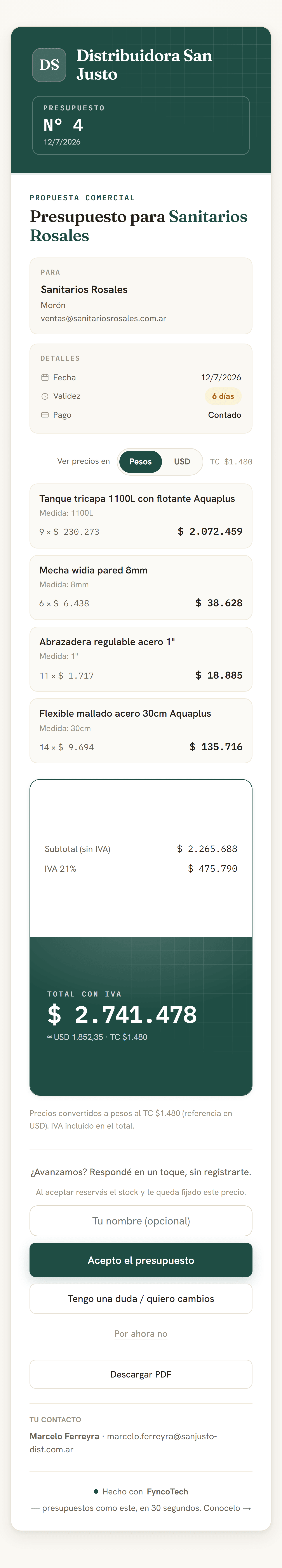 El cliente acepta desde cualquier dispositivo